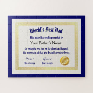 Modern Funny World's Best Pap Certificate Legpuzzel