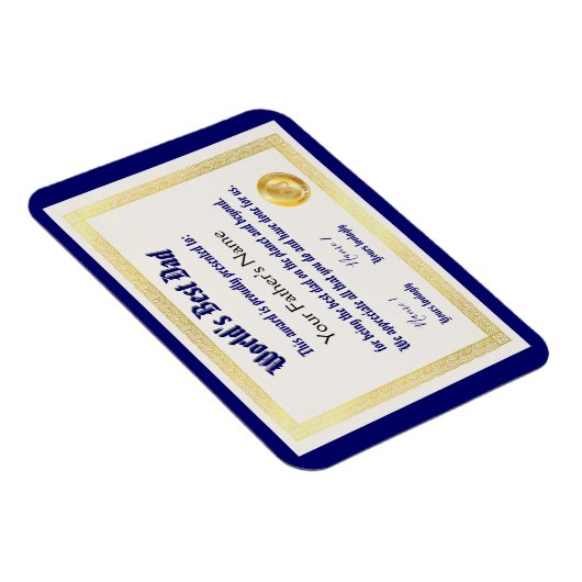 Modern Funny World's Best Pap Certificate Magneet (Rechterzijde)