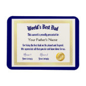 Modern Funny World's Best Pap Certificate Magneet (Horizontaal)