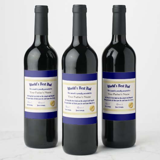 Modern Funny World's Best Pap Certificate Wijn Etiket (Flessen)