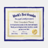 Modern Funny World's beste opa-certificaat Fleece Deken (Voorkant (Horizontaal))