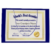 Modern Funny World's beste opa-certificaat Groot Cadeauzakje (Achterkant)