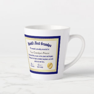 Modern Funny World's beste opa-certificaat Latte Mok