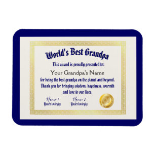 Modern Funny World's beste opa-certificaat Magneet
