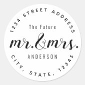 Modern  Future de heer Mrs Wedding Ronde Sticker (Voorkant)