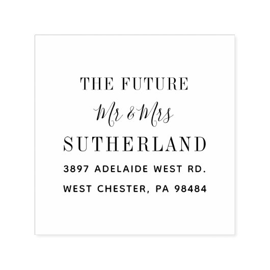 Modern Future Mr en Mrs Script Return Address Zelfinktende Stempel (Design)