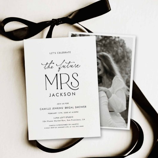 Modern Future Mrs Bridal Shower Photo Invitation  Kaart
