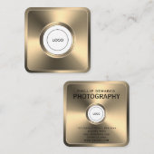 Modern futuristisch gouden lijst met logo vierkante visitekaartje (Voorkant / Achterkant)
