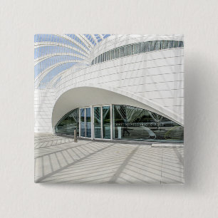 Modern futuristisch wit gebouw vierkante button 5,1 cm