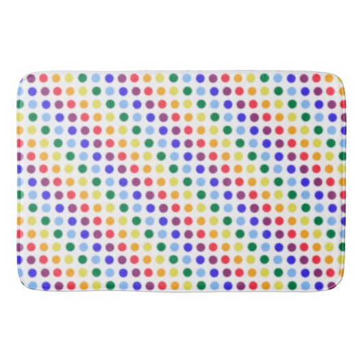 Modern Fuzzy Rainbow Polka-Stippen Pattern Badmat (Voorkant)