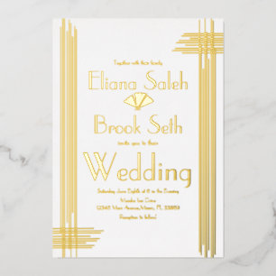Modern Gabsty Art Deco Gold Wedding Folie Uitnodiging