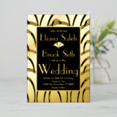 Modern Gabsty Patterned Gold Wedding Ppress Folie Uitnodiging (Staand Voorkant)
