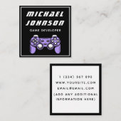 Modern Game Developer Designer Black White Trendy Vierkante Visitekaartje (Voorkant / Achterkant)
