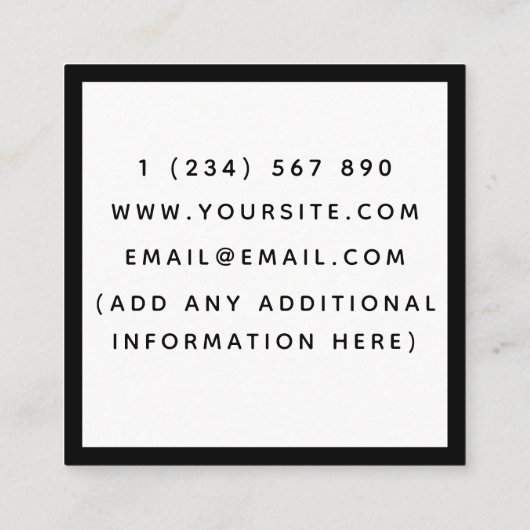 Modern Game Developer Designer Black White Trendy Vierkante Visitekaartje (Achterkant)
