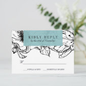 Modern Garden | Turquoise | Floral bruiloft RSVP (Staand voorkant)