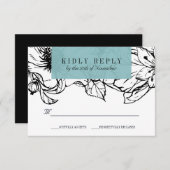 Modern Garden | Turquoise | Floral bruiloft RSVP (Voorkant / Achterkant)