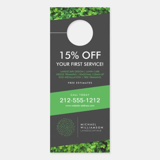 Modern Gardener Landscaping Shrub Logo Donkergrijs (Voorkant)