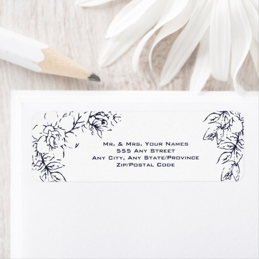 Modern, Gardenia, Navy en Blush, bruiloft Etiket (Insitu)