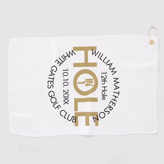 Modern gat in één zwart en goud golfhanddoek (Horizontaal)