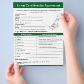 Modern gazon zorg overeenkomst vorm Sjabloon Flyer (Hand)