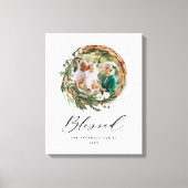 Modern gebladerte krans stijlvol gezegend script canvas afdruk (Voorkant)
