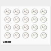 Modern gebladerte Lijst Soft White Wedding Ronde Sticker (Vel)