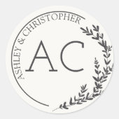 Modern gebladerte Lijst Soft White Wedding Ronde Sticker (Voorkant)