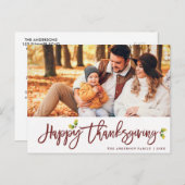 Modern gebladerte script Thanksgiving foto Briefka Briefkaart (Voorkant / Achterkant)
