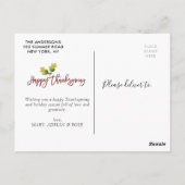 Modern gebladerte script Thanksgiving foto Briefka Briefkaart (Achterkant)