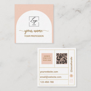 Modern Gebogen Qr Code Logo Zakelijke Kaart Vierkante Visitekaartje