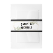 Modern gebogen zwart goud bruiloft botanische them uitnodigingen wikkel (Voorkant Voorbeeld)