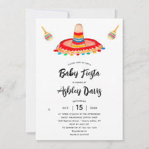 Modern geborsteld Typografie Sombrero Baby Fiesta Kaart