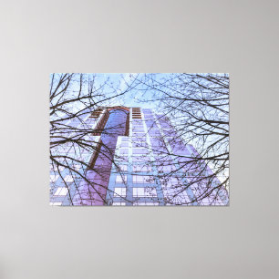 Modern gebouw met bomen canvas afdruk