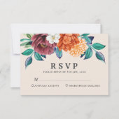 Modern gebrand sinaasappel terracotta herfstbruilo RSVP kaartje (Voorkant)