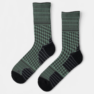 Modern gedempte olijf Houndstooth-patroon Sokken