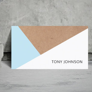 Modern gedrukt Kraft Paper Blue White Geometric Visitekaartje