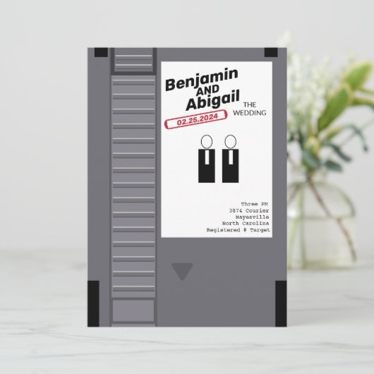 Modern Geek Nerd Gamer  Retro Uitnodiging (Staand voorkant)