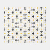 Modern geel bijenpatroon Elegant zwart monogram Fleece Deken (Voorkant (Horizontaal))