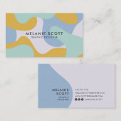 Modern geel blauw abstract patroon minimalistisch visitekaartje (Voorkant / Achterkant)