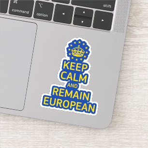 Modern Geel Blauw Houd Kalm Kroon Europese Pun Sticker