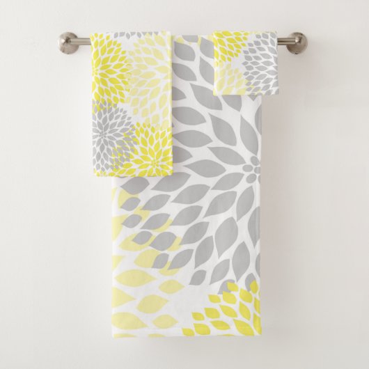 Modern Geel bloembaddecor Bad Handdoek (Insitu)