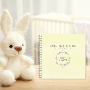 Modern Geel Bloemen Baby shower Gastenboek Notitieboek