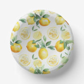 Modern geel citroen floral script vrijgezellenfees papieren kommen (Voorkant)