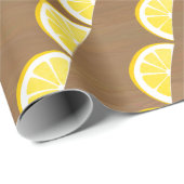 Modern geel citroenschijfpatroon cadeaupapier (Rol Hoek)