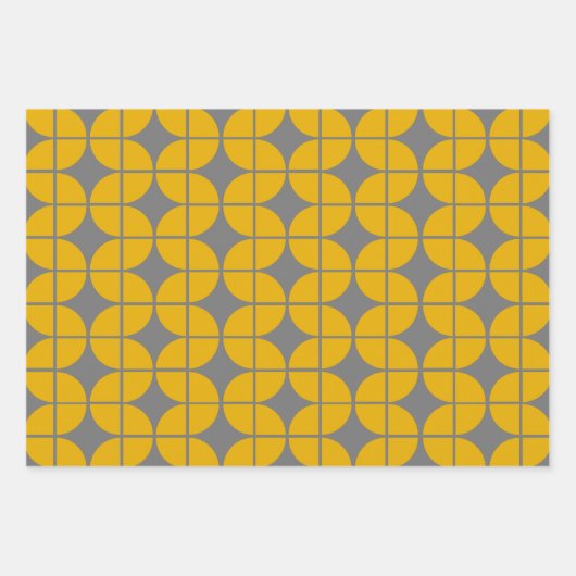 Modern geel en grijs eenvoudig geometrisch patroon inpakpapier vel (Voorkant 2)