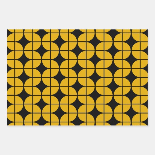 Modern geel en grijs eenvoudig geometrisch patroon inpakpapier vel (Voorkant)