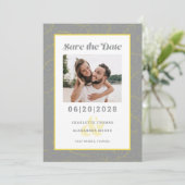 Modern geel en grijs patroon | De datumfoto opslaa Save The Date (Staand voorkant)