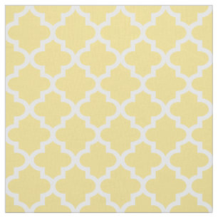 Modern Geel en Wit Quatrefoil Patroon Stof