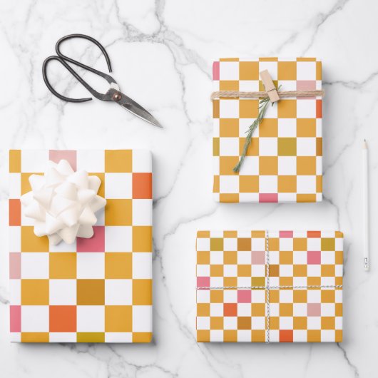 Modern geel geruit inpakpapier (Voorkant)