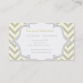 Modern geel, grijs chevron monogram gepersonalisee visitekaartje (Achterkant)